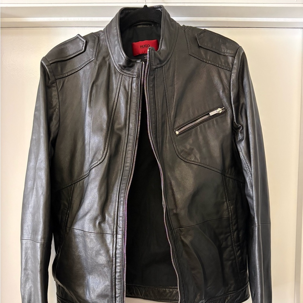 HUGO Black Leather Jacket